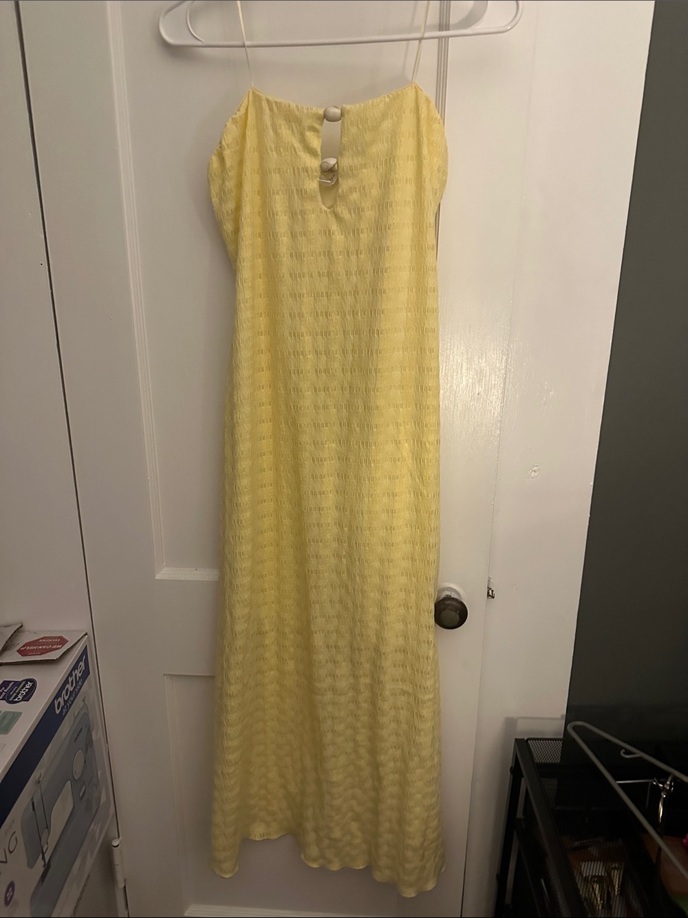 Sunrise Yellow Textured Maxi Dress with Spaghetti Straps